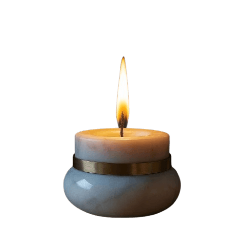 BRASS & MARBLE T-LIGHT HOLDER (NATURAL)